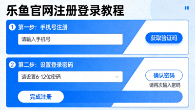 乐鱼官网注册登录教程界面截图，展示手机号注册与密码设置步骤